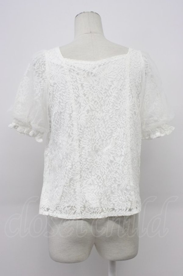 画像2: axes femme / チュール袖総レーストップス  ホワイト T-26-03-30-021-AX-TO-SA-ZT (2)