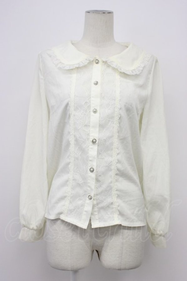 画像1: axes femme POETIQUE / ビジューブローチ付ブラウス M キナリ T-26-03-30-023-AX-BL-SA-ZH (1)