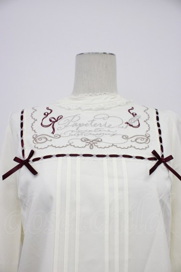 画像5: axes femme POETIQUE / パペトゥリーロゴ刺繍ブラウス  アイボリーＸブラウン T-26-03-30-024-AX-BL-SA-ZH (5)