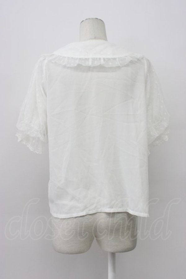 画像2: axes femme kawaii / ドットチュール半袖ブラウス  白 T-26-03-30-026-AX-BL-SA-ZT (2)