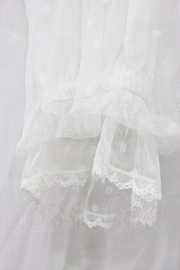 画像4: axes femme kawaii / ドットチュール半袖ブラウス  白 T-26-03-30-026-AX-BL-SA-ZT (4)