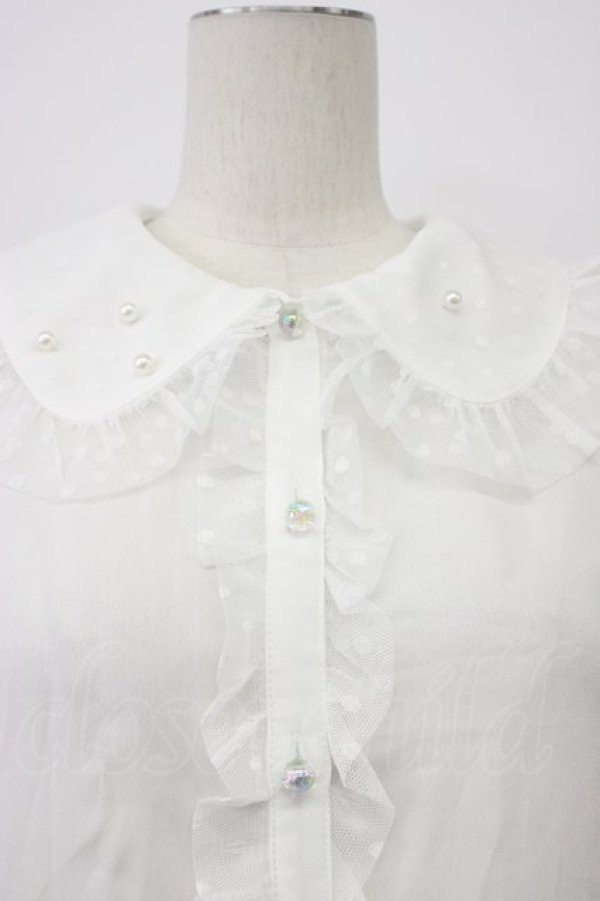 画像6: axes femme kawaii / ドットチュール半袖ブラウス  白 T-26-03-30-026-AX-BL-SA-ZT (6)