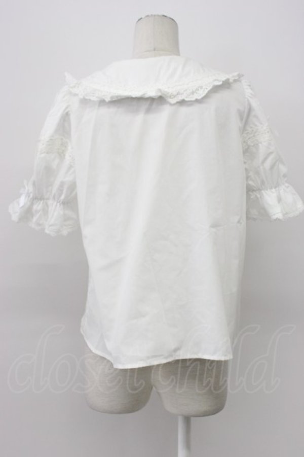 画像2: Chalmiere / トーションレース丸襟半袖ブラウス  白 T-26-03-30-027-0-BL-SA-ZT (2)
