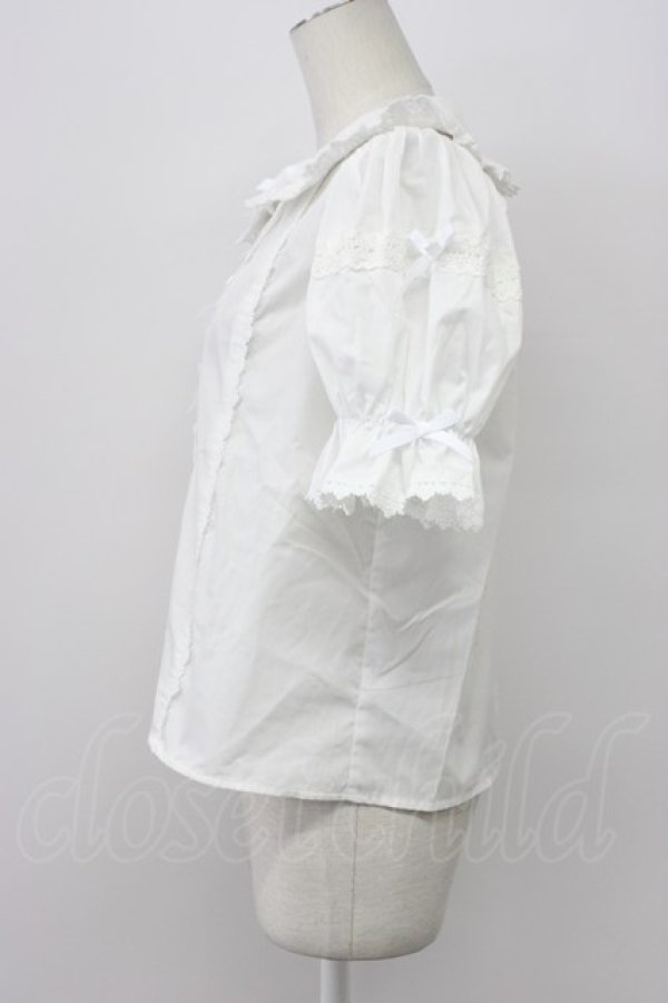 画像3: Chalmiere / トーションレース丸襟半袖ブラウス  白 T-26-03-30-027-0-BL-SA-ZT (3)