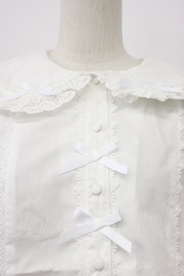 画像5: Chalmiere / トーションレース丸襟半袖ブラウス  白 T-26-03-30-027-0-BL-SA-ZT (5)