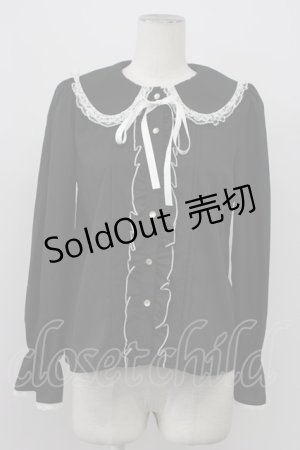 画像: majoretty / デカエリリボンタイブラウス M 黒 T-26-03-30-035-GO-BL-SA-ZT
