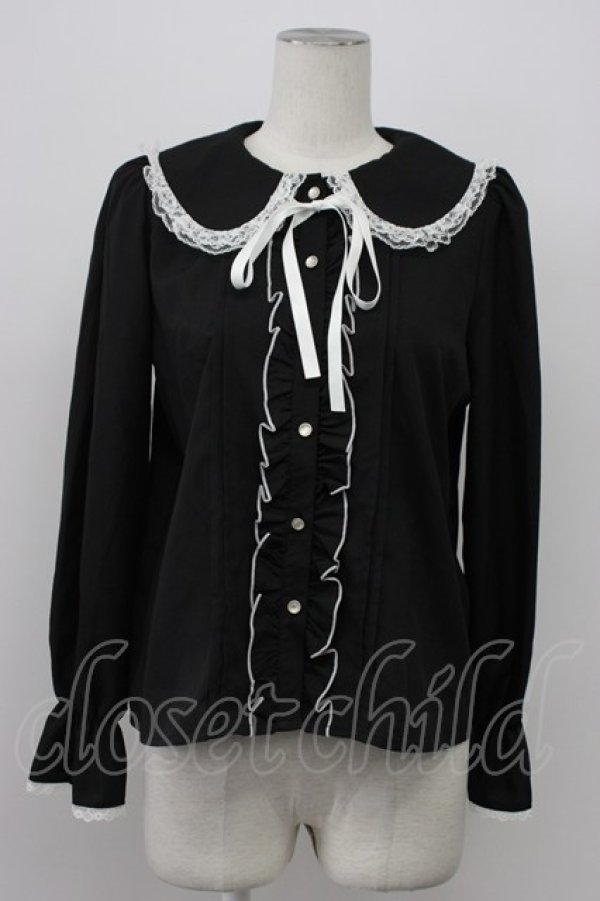 画像1: majoretty / デカエリリボンタイブラウス M 黒 T-26-03-30-035-GO-BL-SA-ZT (1)