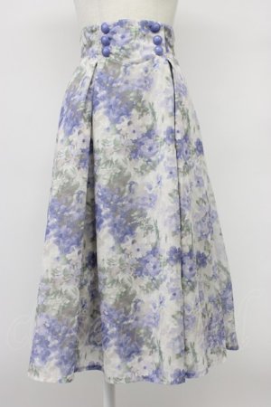 画像: an another angelus / ダブル釦水彩フラワー柄タックスカート  light blue T-26-03-30-005-CA-SK-SA-ZT