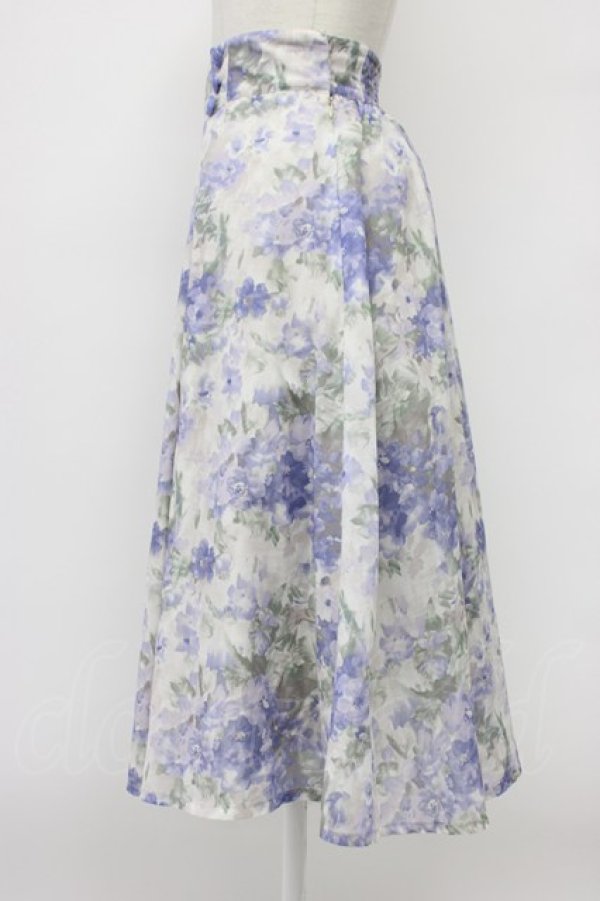 画像3: an another angelus / ダブル釦水彩フラワー柄タックスカート  light blue T-26-03-30-005-CA-SK-SA-ZT (3)