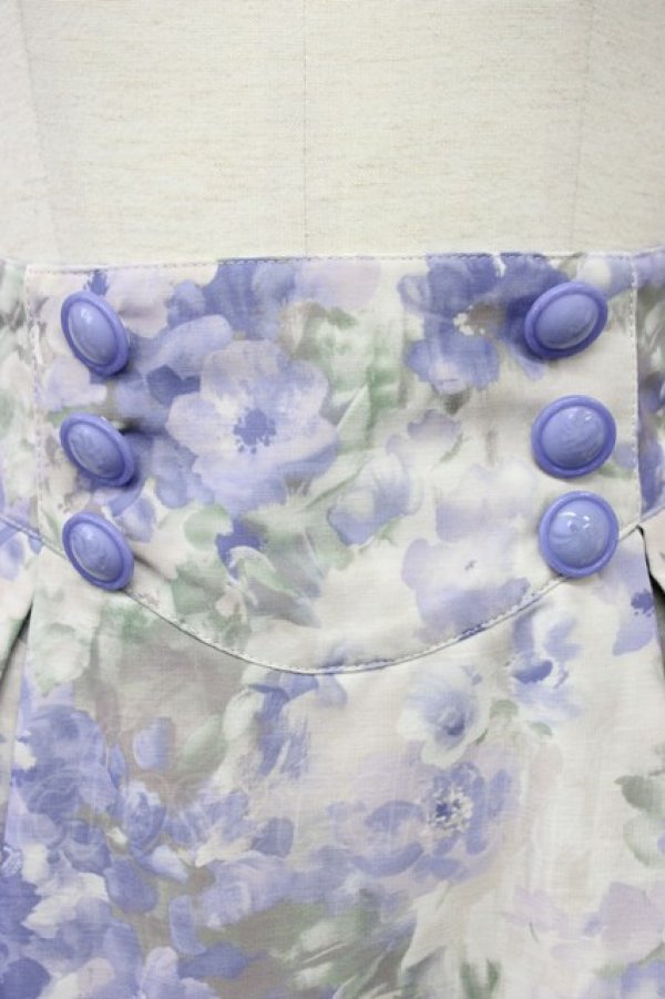 画像5: an another angelus / ダブル釦水彩フラワー柄タックスカート  light blue T-26-03-30-005-CA-SK-SA-ZT (5)