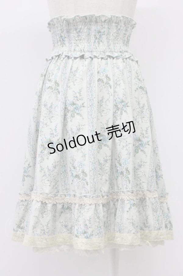 画像2: axes femme / 花柄編み上げハイウエストスカート  サックス T-26-03-30-006-AX-SK-SZ-ZT (2)