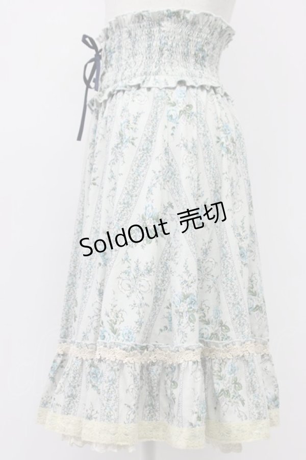 画像3: axes femme / 花柄編み上げハイウエストスカート  サックス T-26-03-30-006-AX-SK-SZ-ZT (3)