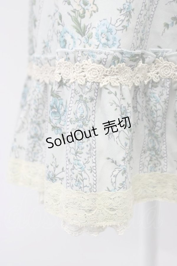 画像4: axes femme / 花柄編み上げハイウエストスカート  サックス T-26-03-30-006-AX-SK-SZ-ZT (4)