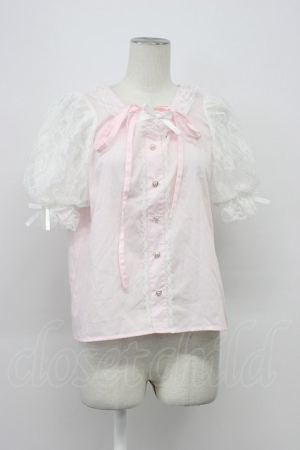 画像1: Lovely Tency / 眞白ありすコラボ/TTハンソデチョーカーBL M ピンクＸ白 T-26-03-30-013-GO-BL-SA-ZT (1)