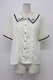 画像1: axes femme POETIQUE / 星座刺繍セーラー襟ブラウス M キナリ T-26-03-30-014-AX-BL-SA-ZH (1)