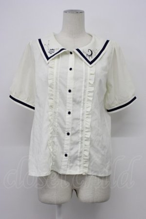 画像: axes femme POETIQUE / 星座刺繍セーラー襟ブラウス M キナリ T-26-03-30-014-AX-BL-SA-ZH