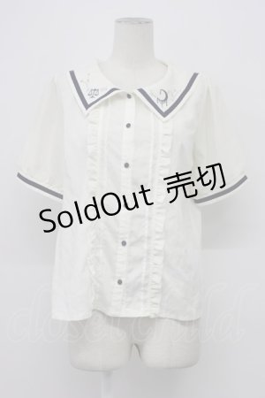画像: axes femme POETIQUE / 星座刺繍セーラー襟ブラウス M キナリ T-26-03-30-014-AX-BL-SA-ZH