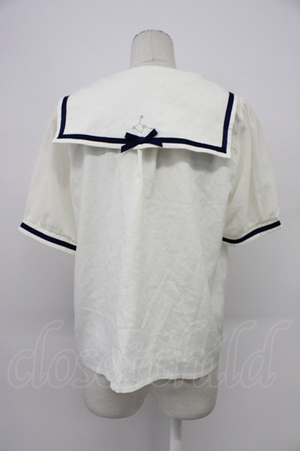 画像2: axes femme POETIQUE / 星座刺繍セーラー襟ブラウス M キナリ T-26-03-30-014-AX-BL-SA-ZH (2)