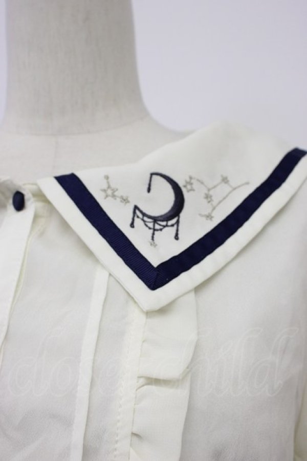 画像5: axes femme POETIQUE / 星座刺繍セーラー襟ブラウス M キナリ T-26-03-30-014-AX-BL-SA-ZH (5)