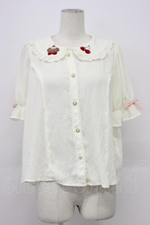 画像: axes femme kawaii / クマパフェ刺繍ブラウス M キナリ T-26-03-30-015-AX-BL-SA-ZT