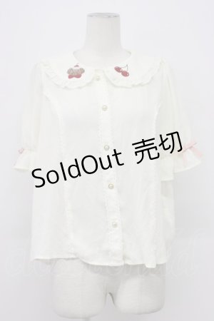 画像: axes femme kawaii / クマパフェ刺繍ブラウス M キナリ T-26-03-30-015-AX-BL-SA-ZT