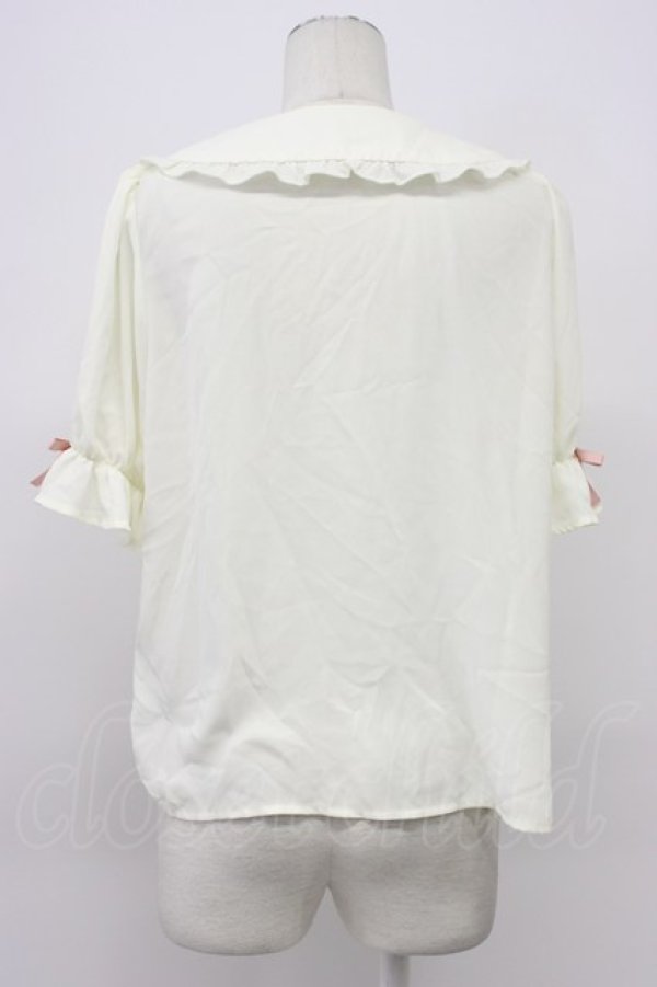 画像2: axes femme kawaii / クマパフェ刺繍ブラウス M キナリ T-26-03-30-015-AX-BL-SA-ZT (2)