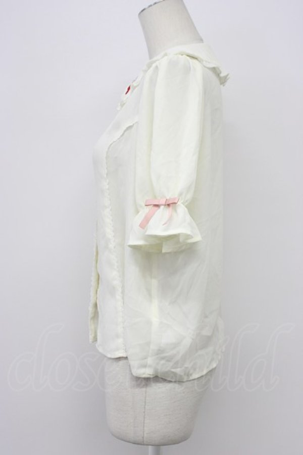 画像3: axes femme kawaii / クマパフェ刺繍ブラウス M キナリ T-26-03-30-015-AX-BL-SA-ZT (3)