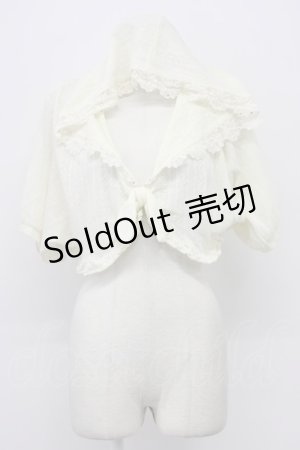 画像: axes femme / フラワーレースフード半袖カーディガン  アイボリー T-26-03-30-016-AX-TO-SA-ZT