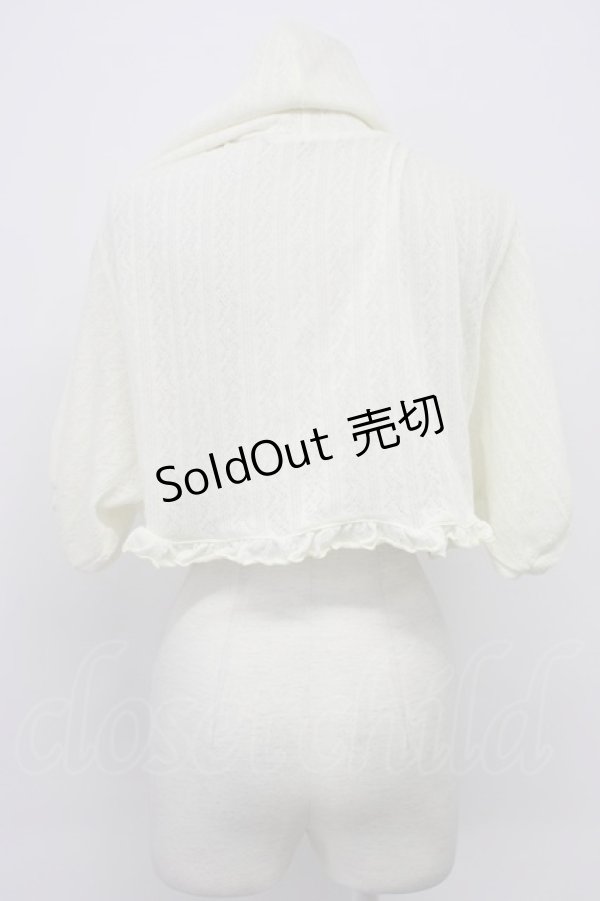 画像2: axes femme / フラワーレースフード半袖カーディガン  アイボリー T-26-03-30-016-AX-TO-SA-ZT (2)