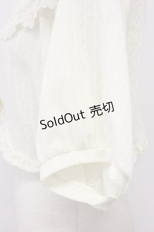 画像4: axes femme / フラワーレースフード半袖カーディガン  アイボリー T-26-03-30-016-AX-TO-SA-ZT (4)