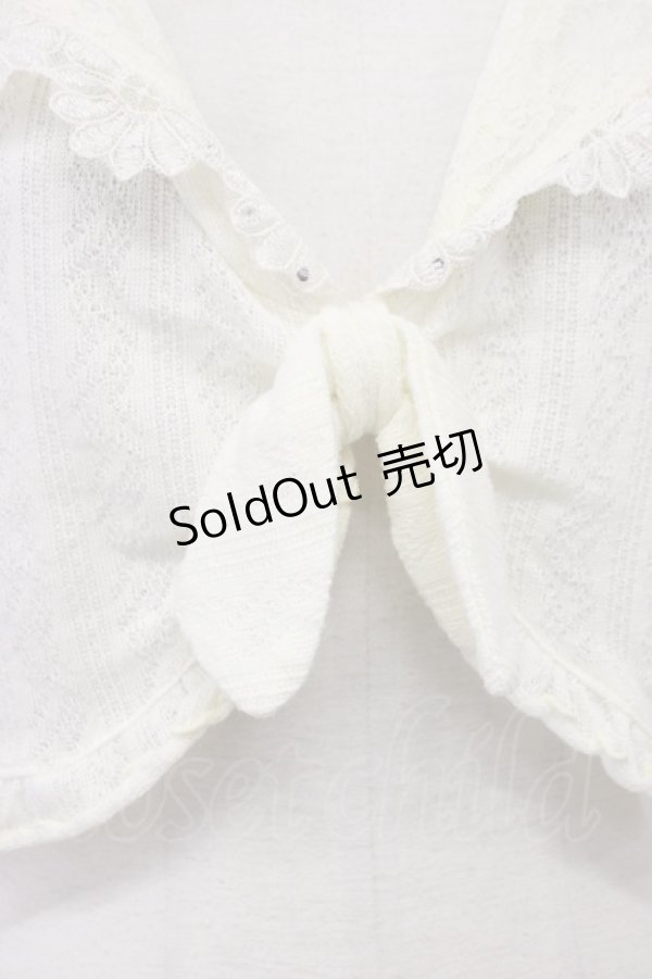 画像5: axes femme / フラワーレースフード半袖カーディガン  アイボリー T-26-03-30-016-AX-TO-SA-ZT (5)