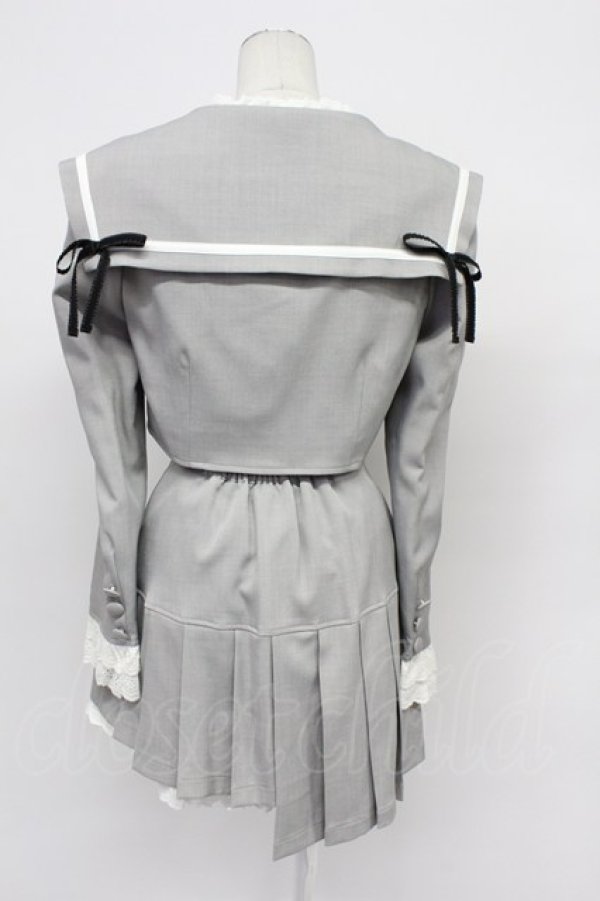 画像2: Me roir / セーラージャケット&イレギュラープリーツスカパンセットアップ  グレー T-26-03-31-018-GO-TO-SA-ZT (2)