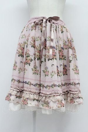 画像: axes femme / 転写風ローズブーケスカート  ピンク T-26-03-31-024-AX-SK-SZ-ZT