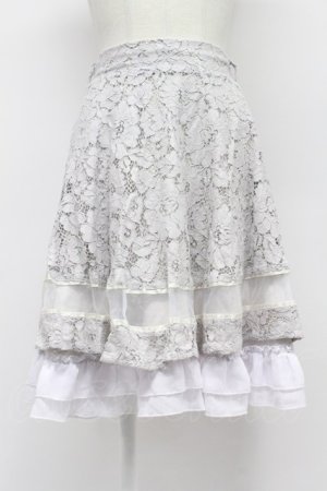 画像: axes femme / ベルト付レースフレアスカート  ラベンダー T-26-03-31-030-AX-SK-SA-ZT