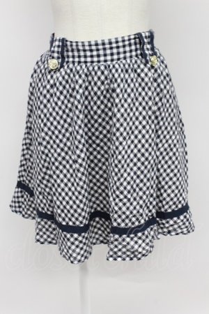 画像: axes femme / チェックフレアスカート  ネイビーＸ白チェック T-26-03-31-031-AX-SK-SA-ZT