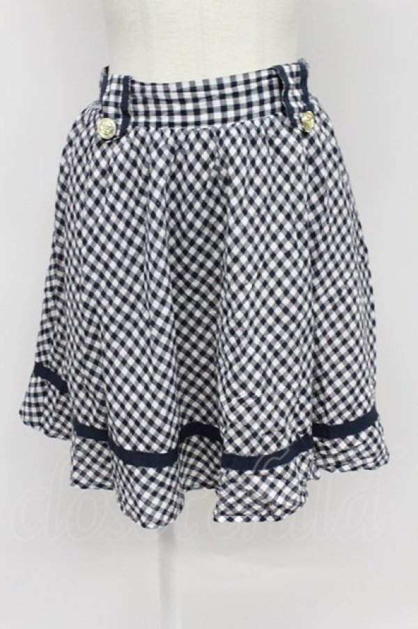 画像1: axes femme / チェックフレアスカート  ネイビーＸ白チェック T-26-03-31-031-AX-SK-SA-ZT (1)