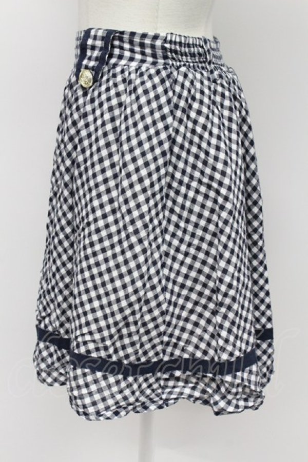 画像3: axes femme / チェックフレアスカート  ネイビーＸ白チェック T-26-03-31-031-AX-SK-SA-ZT (3)