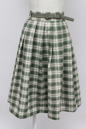 画像: Fi.n.t / ベルト付きサマーチェックタックスカート F グリーン T-26-03-31-033-CA-SK-SZ-ZT