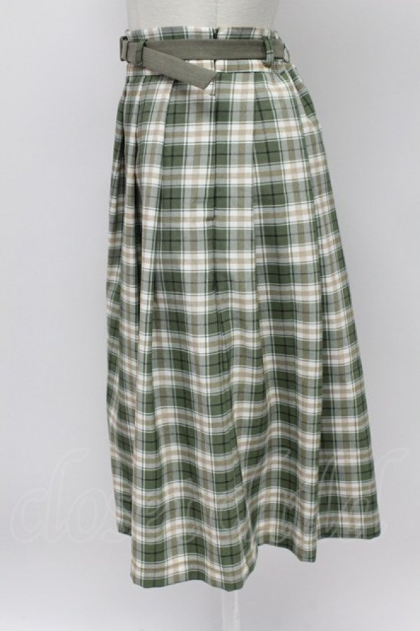 画像3: Fi.n.t / ベルト付きサマーチェックタックスカート F グリーン T-26-03-31-033-CA-SK-SZ-ZT (3)