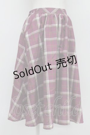 画像: axes femme / チェックスカート  赤紫 T-26-03-31-034-AX-SK-SZ-ZT