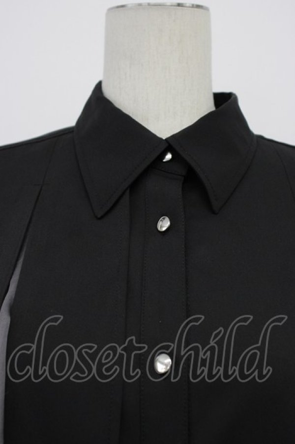 画像6: HARE / シアー切替プリーツシャツ  黒Ｘグレー T-26-03-31-003-LO-BL-SA-ZT (6)