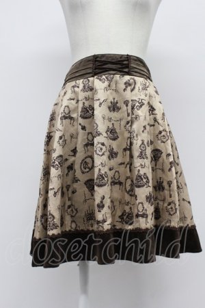 画像: axes femme / シンデレラ風プリントスカート  ブラウン T-26-03-31-035-AX-SK-SA-ZT