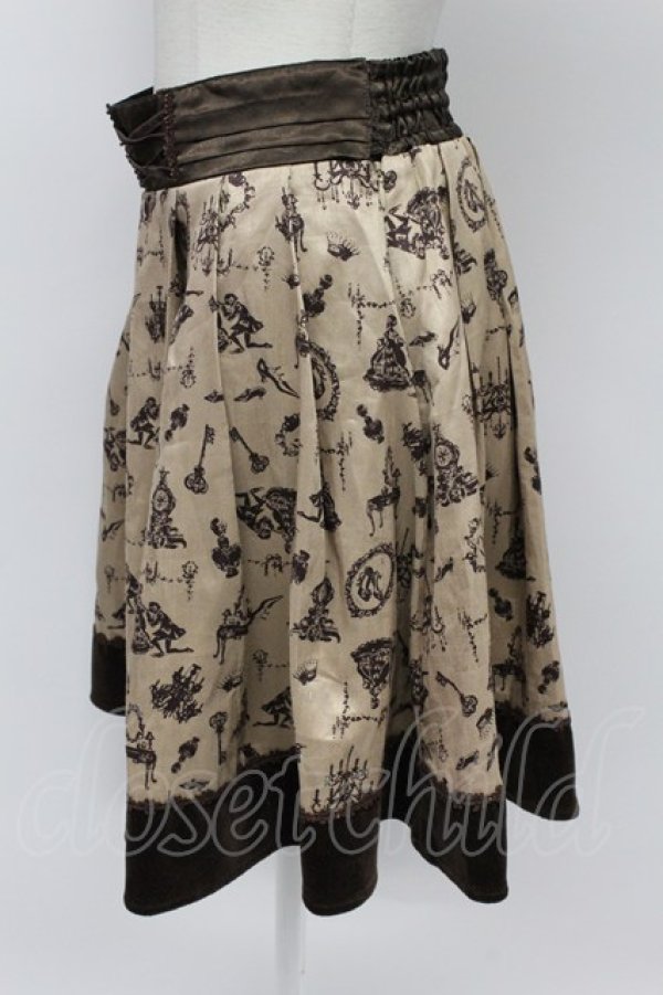 画像3: axes femme / シンデレラ風プリントスカート  ブラウン T-26-03-31-035-AX-SK-SA-ZT (3)