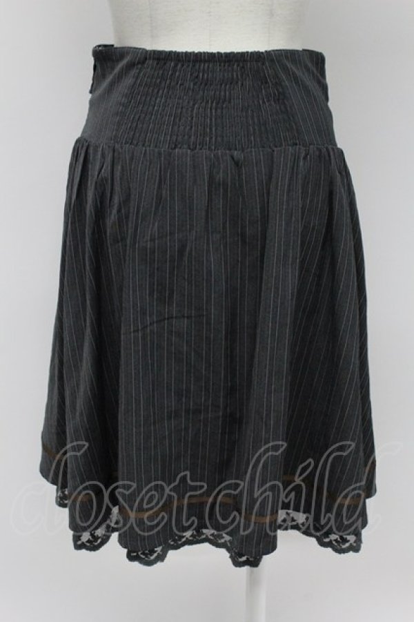 画像2: axes femme / ボタン使いストライプスカート  グレーＸブラウン T-26-03-31-036-AX-SK-SA-ZT (2)