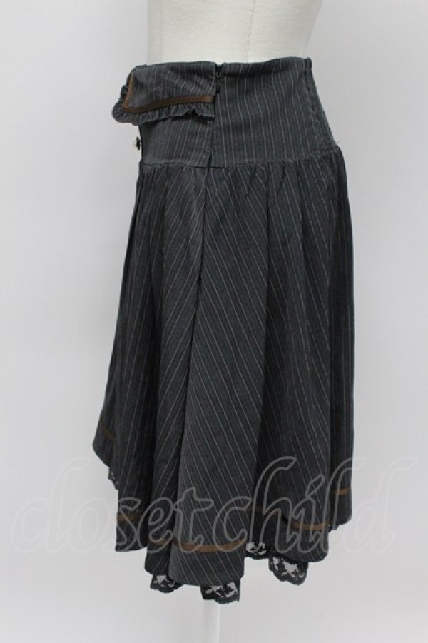 画像3: axes femme / ボタン使いストライプスカート  グレーＸブラウン T-26-03-31-036-AX-SK-SA-ZT (3)