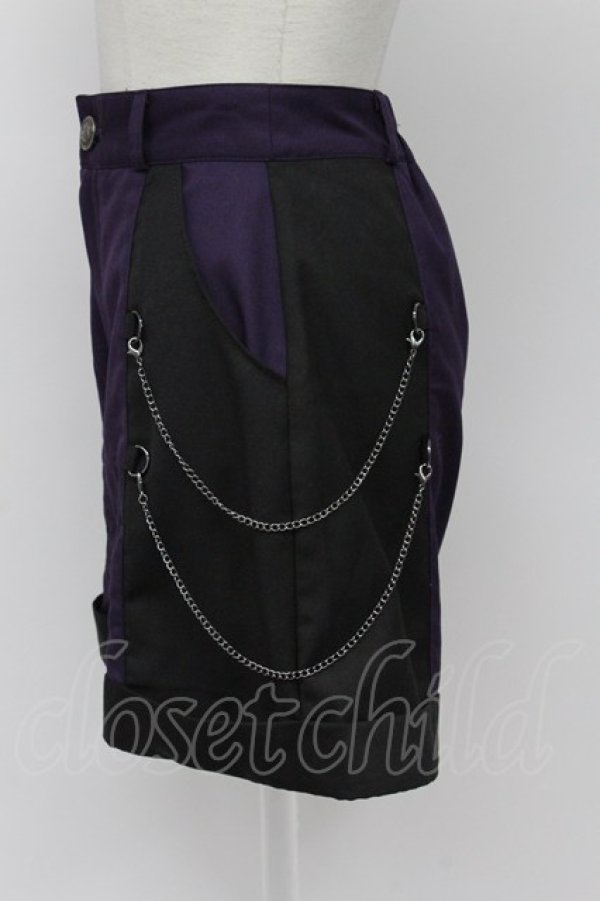 画像3: NIBBLE POISON / 刺繍バイカラーショートパンツ  パープルＸ黒 T-26-03-31-038-0-PA-SA-ZT (3)