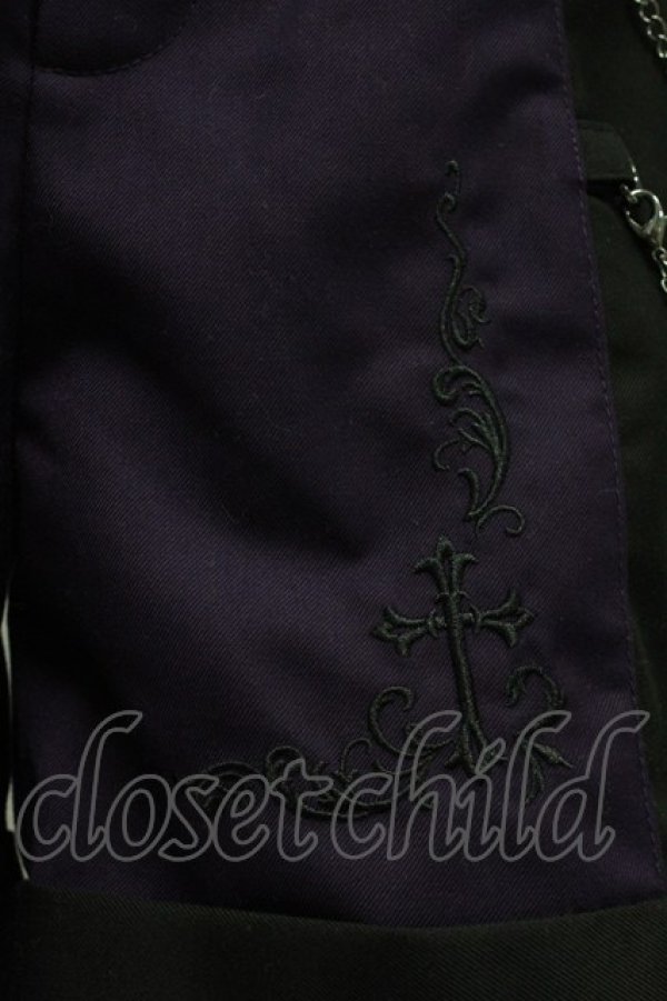 画像4: NIBBLE POISON / 刺繍バイカラーショートパンツ  パープルＸ黒 T-26-03-31-038-0-PA-SA-ZT (4)