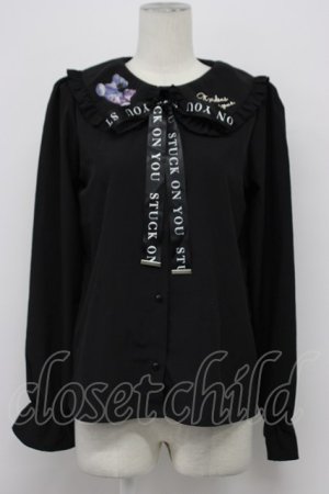 画像: Leahmatin / クマ柄開襟シャツ  黒ｘ青 T-26-03-31-004-LO-BL-SA-ZT