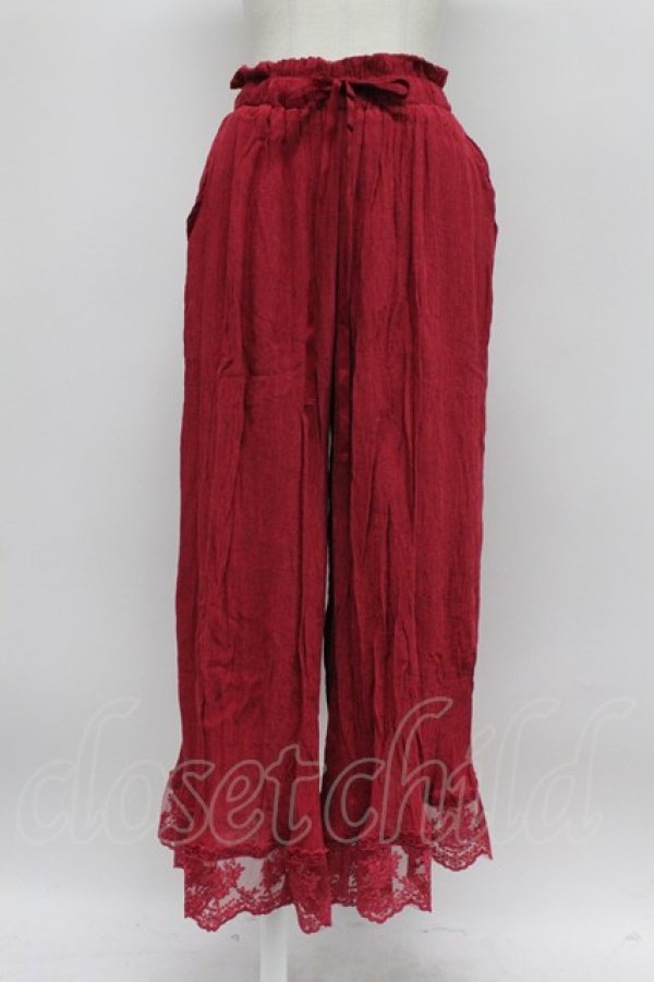 画像1: axes femme / 裾レース楊柳ワイドパンツ  赤 T-26-03-31-040-AX-PA-SA-ZT (1)