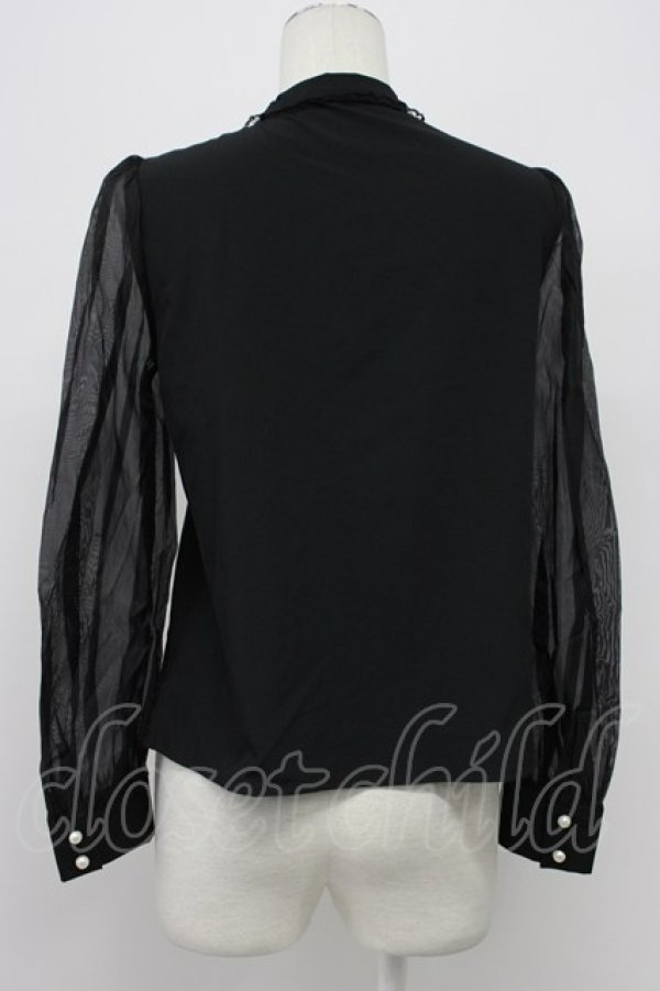 画像2: Ank Rouge / パールボタンチュール袖ブラウス  黒 T-26-03-31-001-CA-BL-SA-ZT (2)